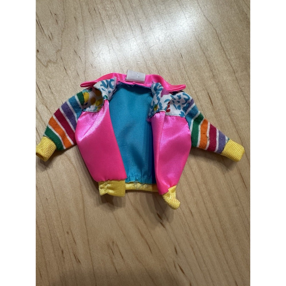 Vintage 80s 90s Barbie Jacket Mattel Pink Blue Yellow Striped Doll Clothes Rare